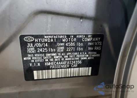 2015 Hyundai Sonata Hybrid z USA, uszkodzony, nr VIN KMHEC4A44FA124356